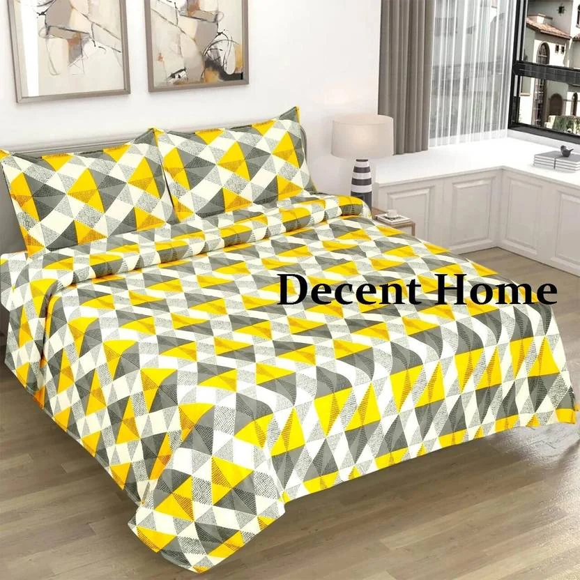 Decent Home Microfiber Queen Flat 140 TC Floral Bedsheet  (Pack of 1, Yellow)