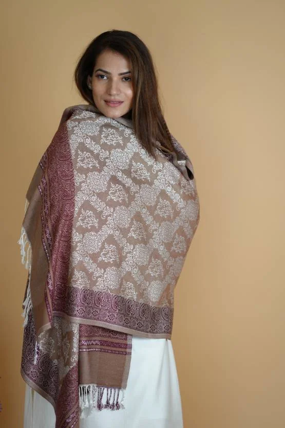 STSHAWLS Acrylic Self Design Women Shawl  (Brown) - Best Price ₹330 at Flipkart