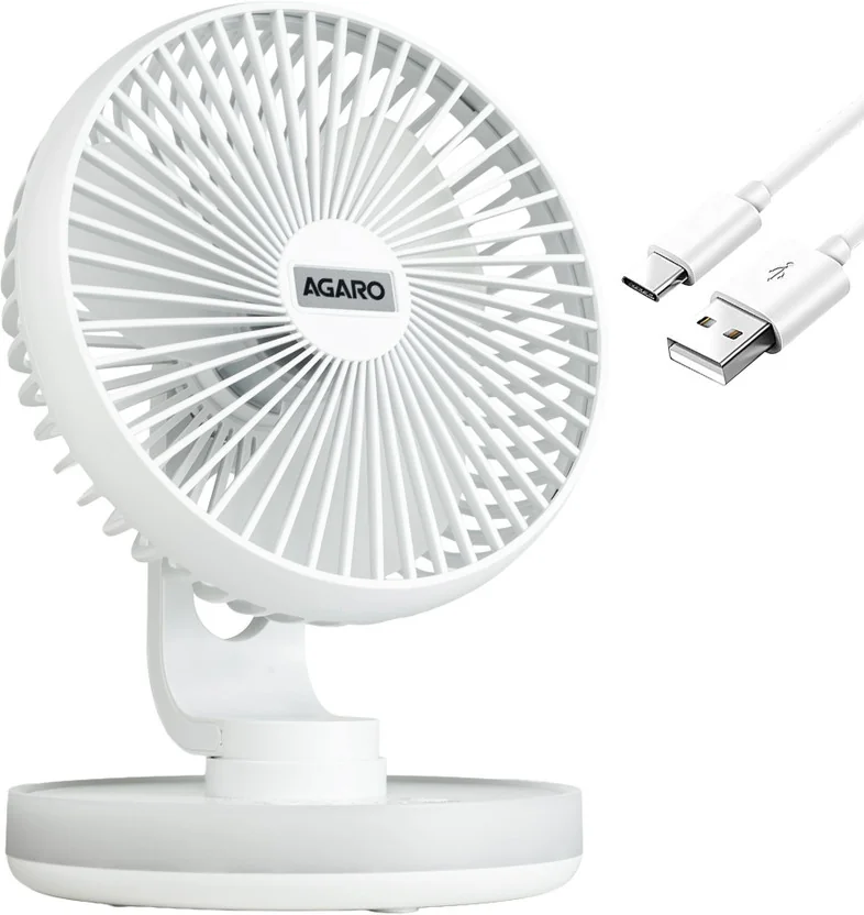 AGARO Alpha Desktop Fan with Light, 4 Inches, 4 Speeds,...