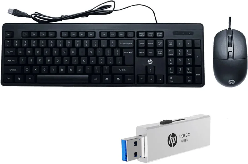 HP KM150 USB Combo Keyboard & Mouse + 64GB 818W USB3.2 ...