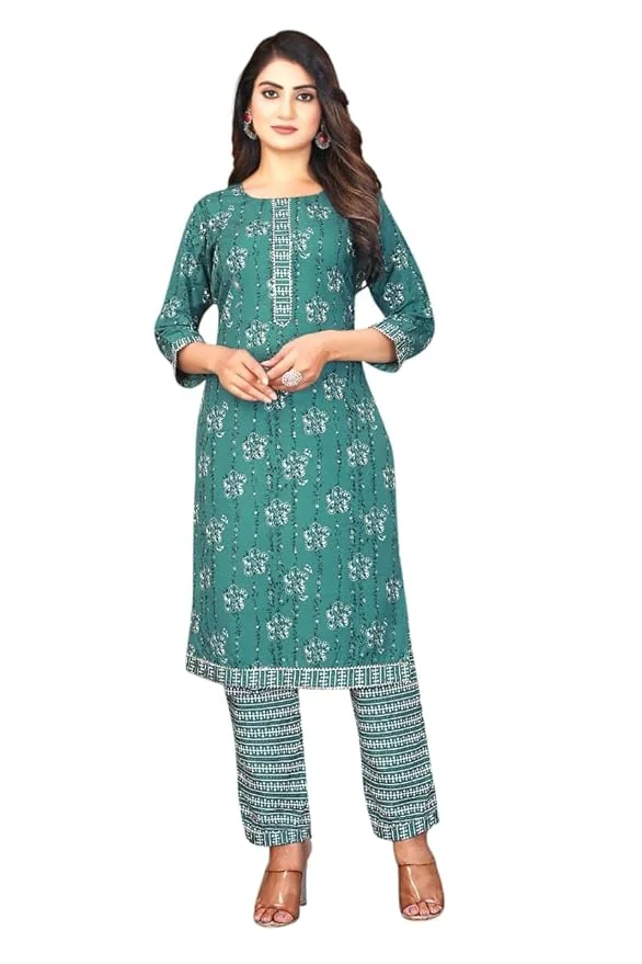 N T fashion Women's Kurtas & Kurtis Cotton Printed Floral Kurta and Pant Set |Kurta Pant with Pocket - Best Price ₹399 at Amazon