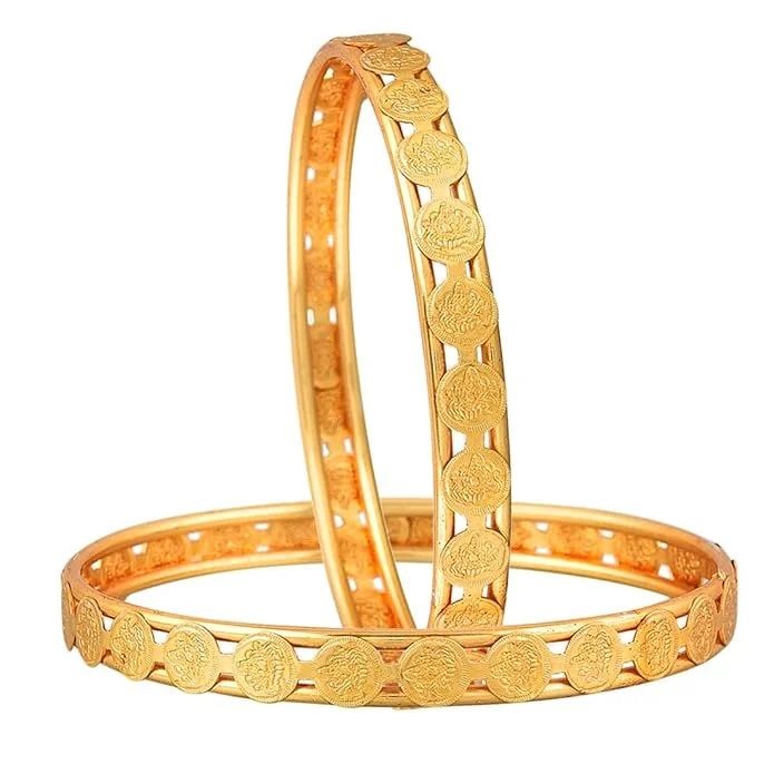 KENNICE Bangle Gold Plated Brass Semi Precious Metal Temple Coin Golden Bangles Jewellery For Women & Girls - Best Price ₹230 at Amazon