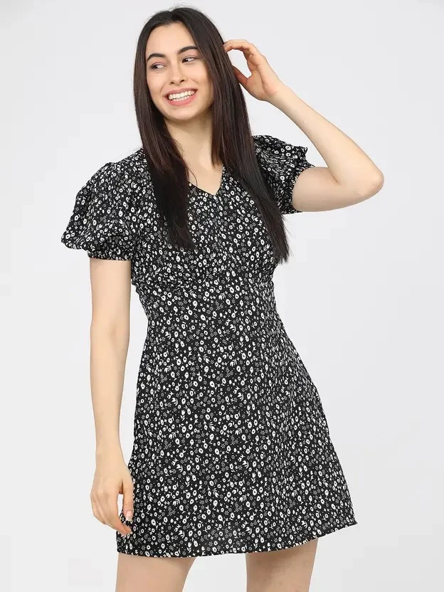 Tokyo Talkies Women Skater Multicolor Above Knee/Mid Thigh Length Dress