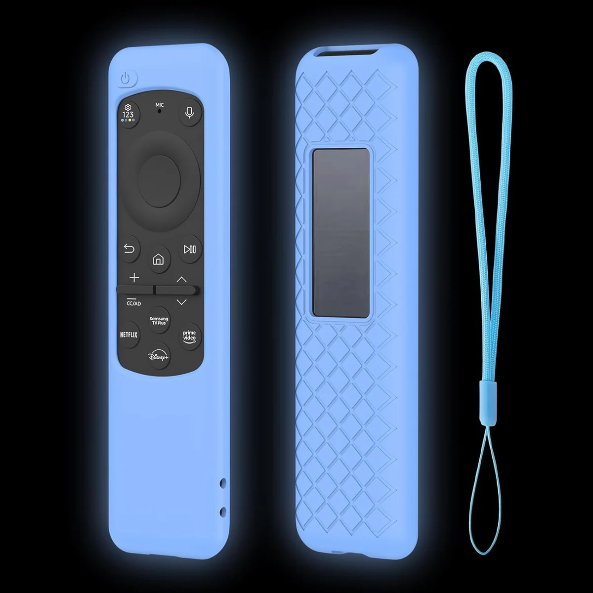 RAYA Silicone Cover for Samsung Solar Cell Remote TM2360E Protective Case with Loop BN59-01432A [ Fit for Samsung Crystal 4K Vivid Series/Dynamic Series/Crystal Vision 4K Series ] (Luminous Blue)