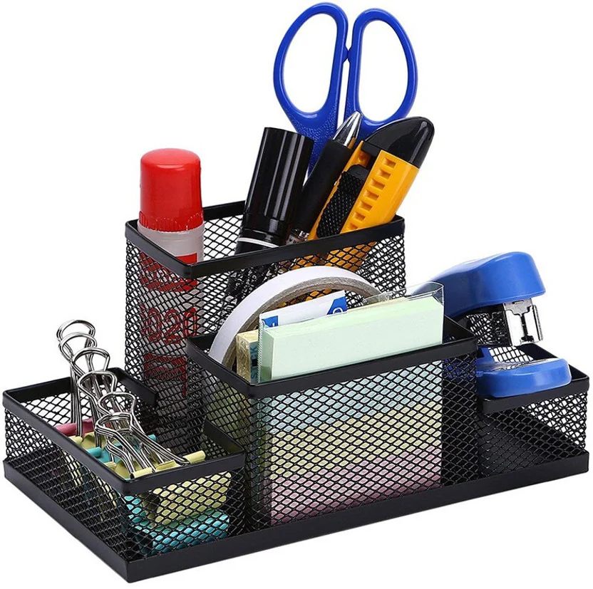 Zion Enterprises 4 Compartments Metal Mesh Desk Organiz...