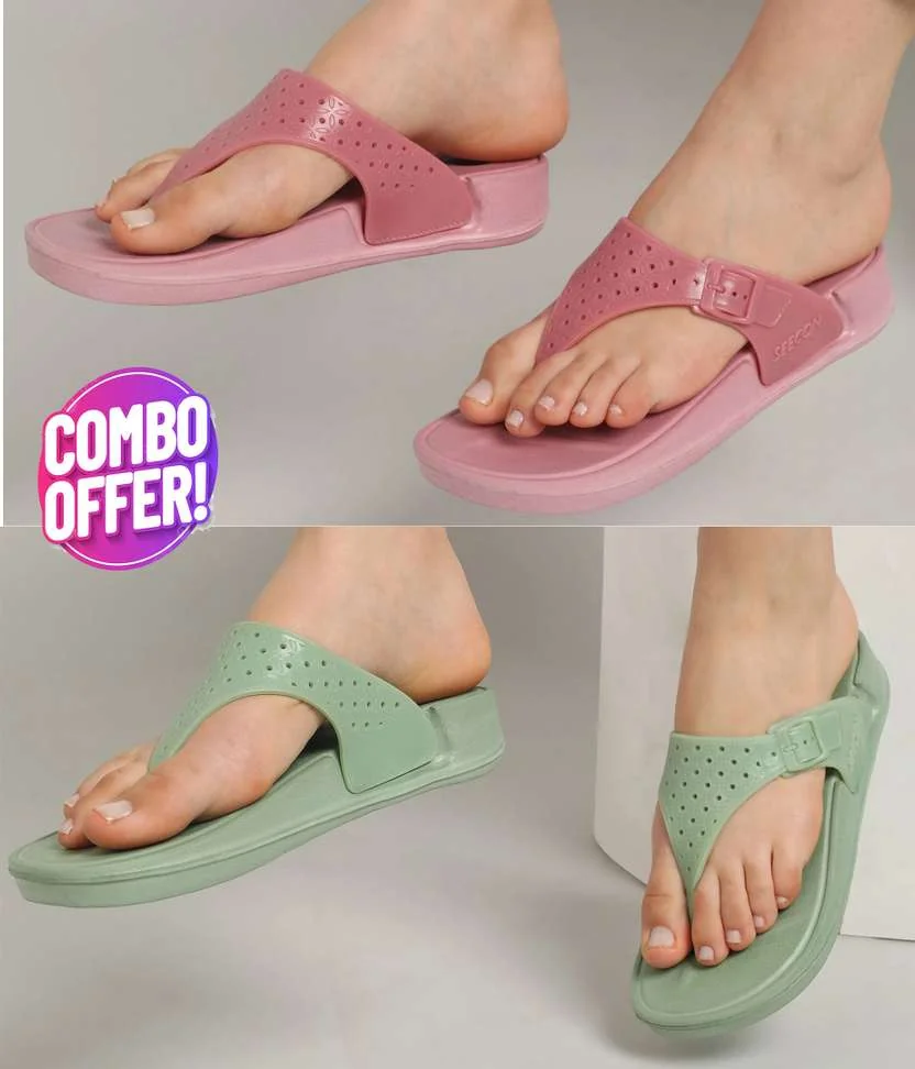 Women Pink, Green Flats