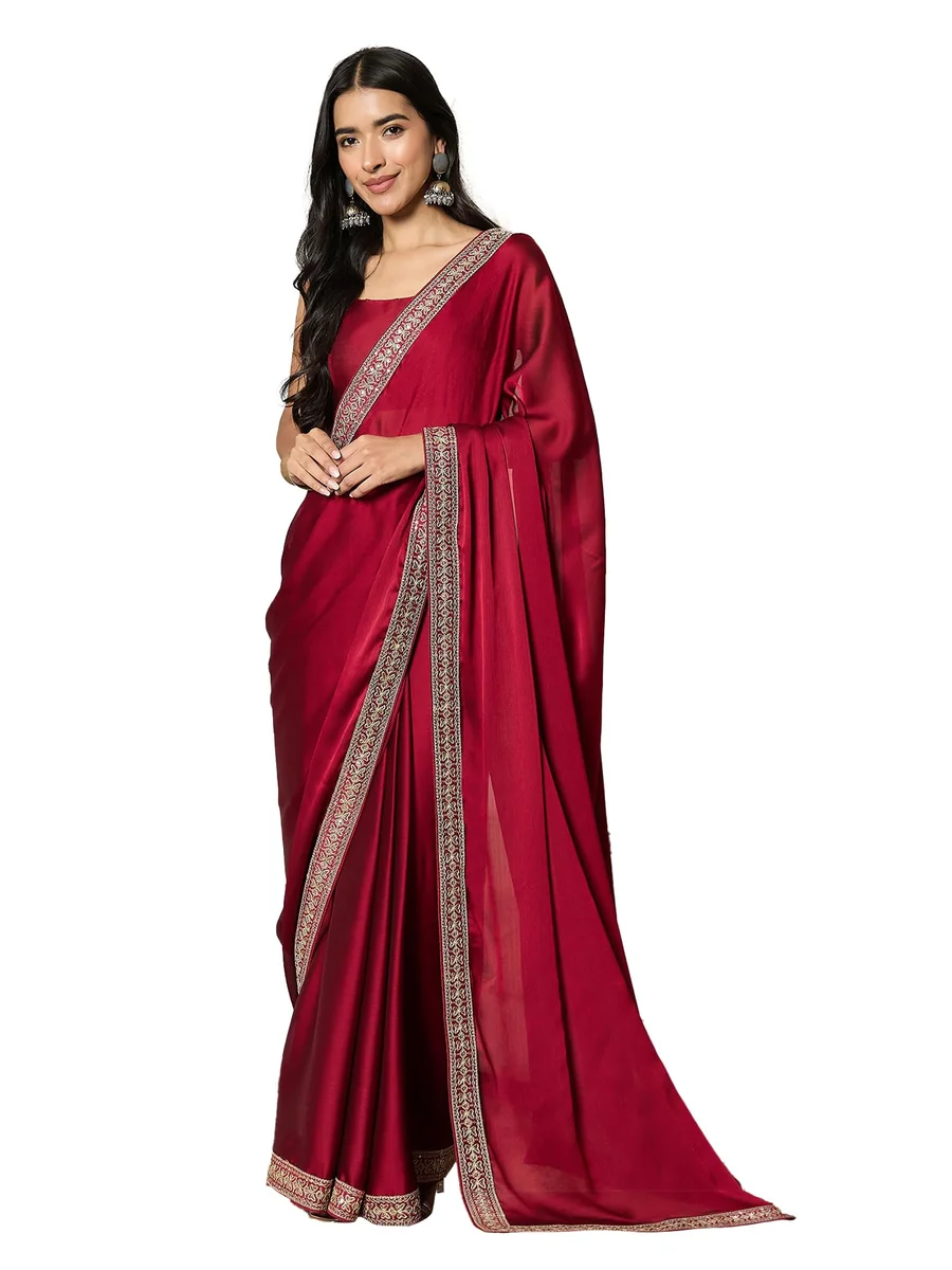 Women's Satin Solid Ready To Wear one Minute Saree With Unstitched Blouse Piece (RTWRADHA1001_RX_Parent)