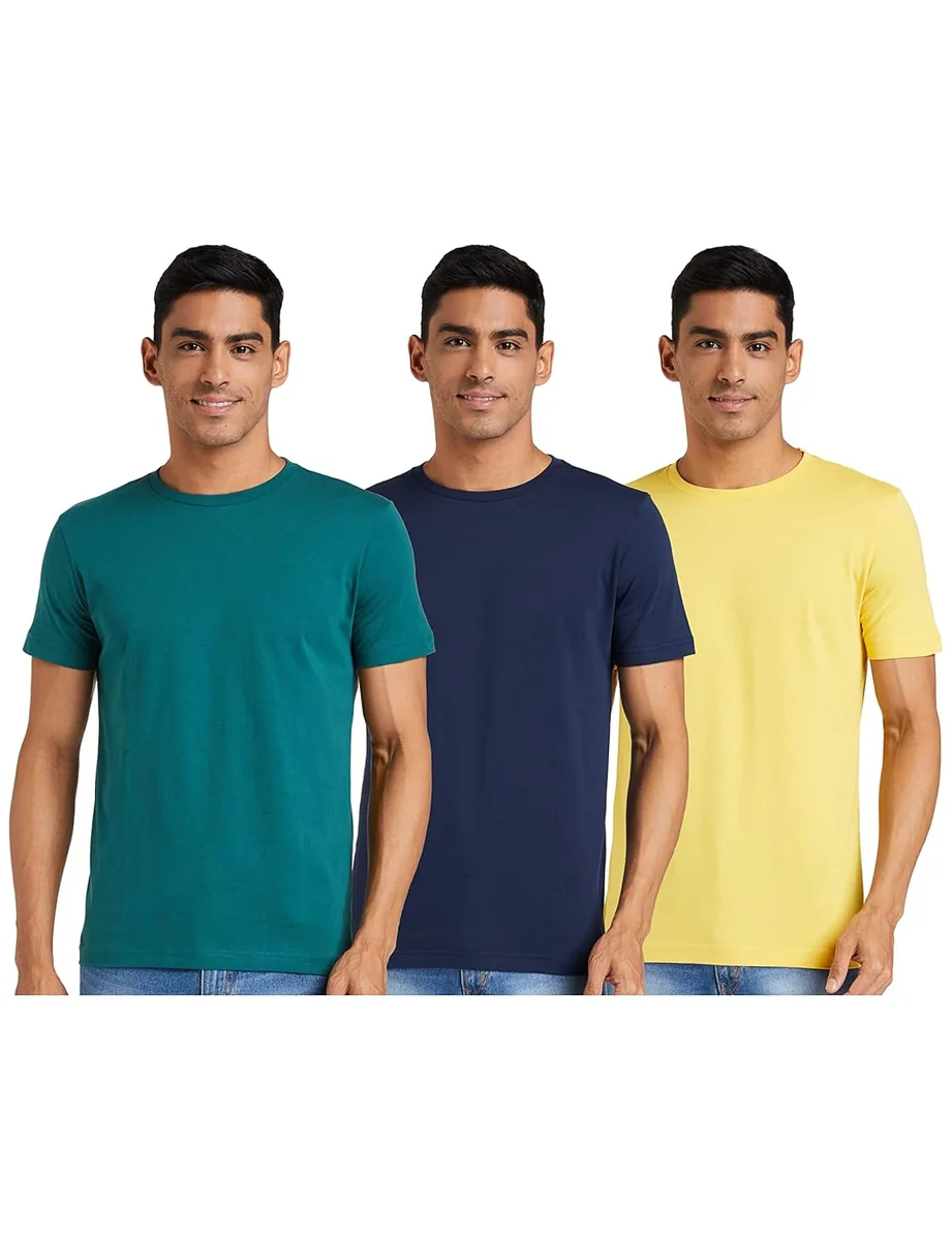 Amazon Brand - Symbol Men Solid Cotton T Shirt | Plain | Round Neck | Half Sleeve - Regular Fit | Combo Pack of 3 (Available in Plus Size) - Best Price ₹236 at Amazon