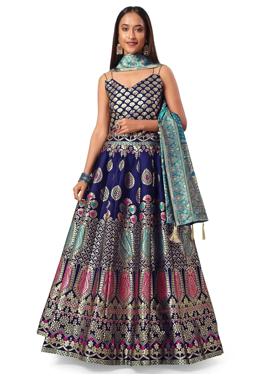 PURVAJA Women's Jacquard Semi-Stitched Lehenga choli(Chahat) - Best Price ₹734 at Amazon