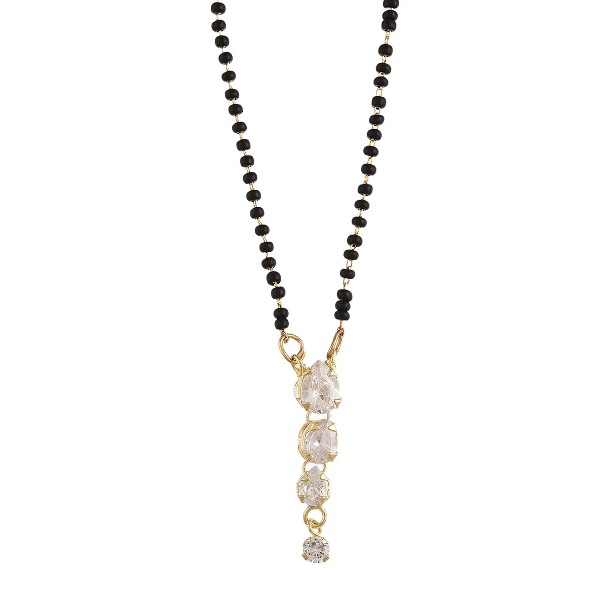 ZENEME Mangalsutra Gold Plated Solitare Style Pendant Tanmaniya Nallapusalu With Black Bead Chain Jewellery For Women - Best Price ₹162 at Amazon