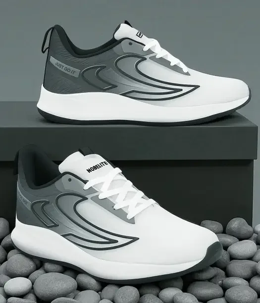 NOBELITE Premium Sports ,Gym, Trending, Stylish Running Shoes For Men  (White, Black , 6) - Best Price ₹444 at Flipkart