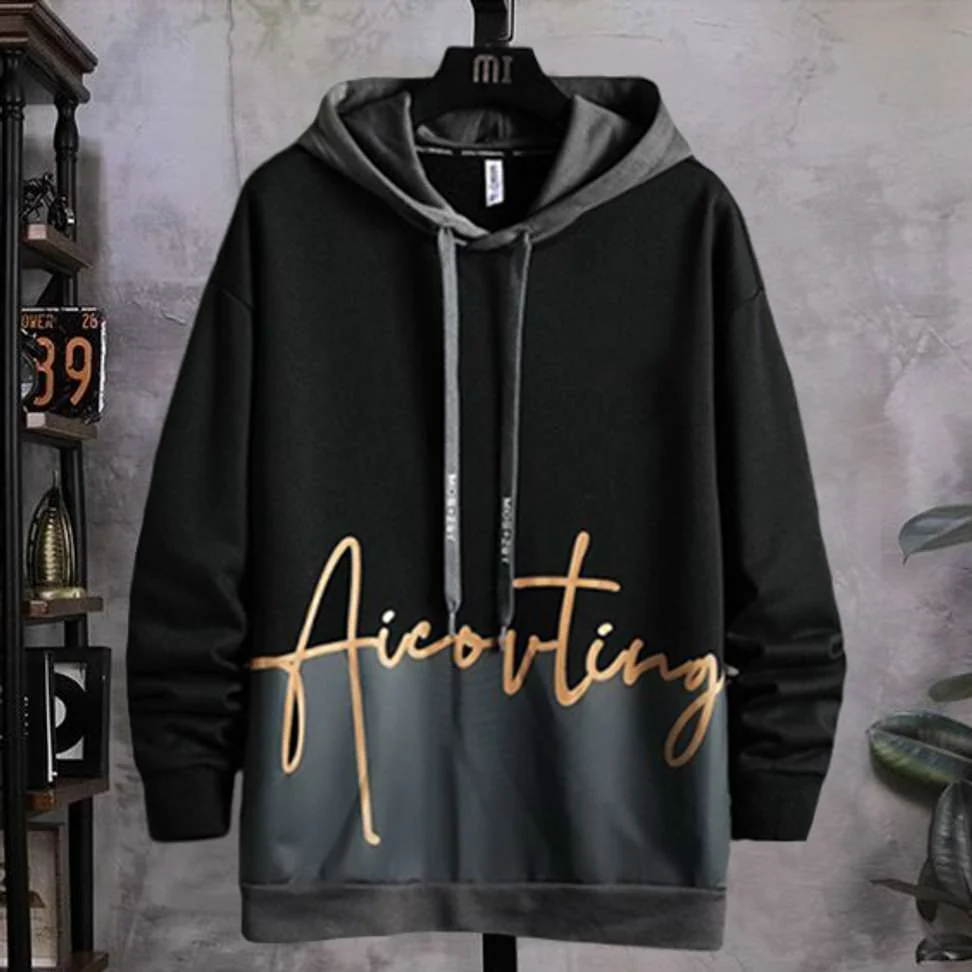 Hooded Neck Men Cotton Fleece Blend Black Sweater - Best Price ₹168 at Shopsy