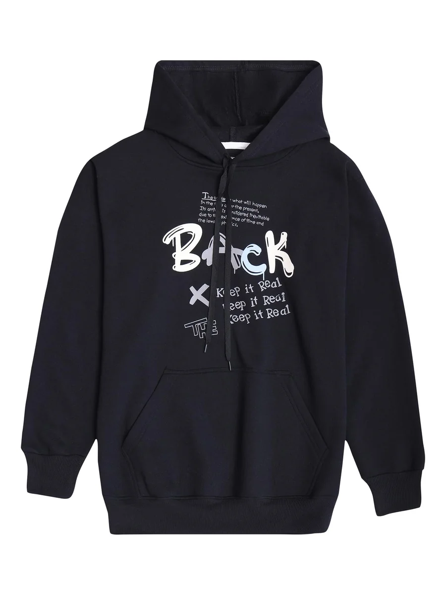 Fleece Regular Fit Printed Hoodie for Men-MACK639396