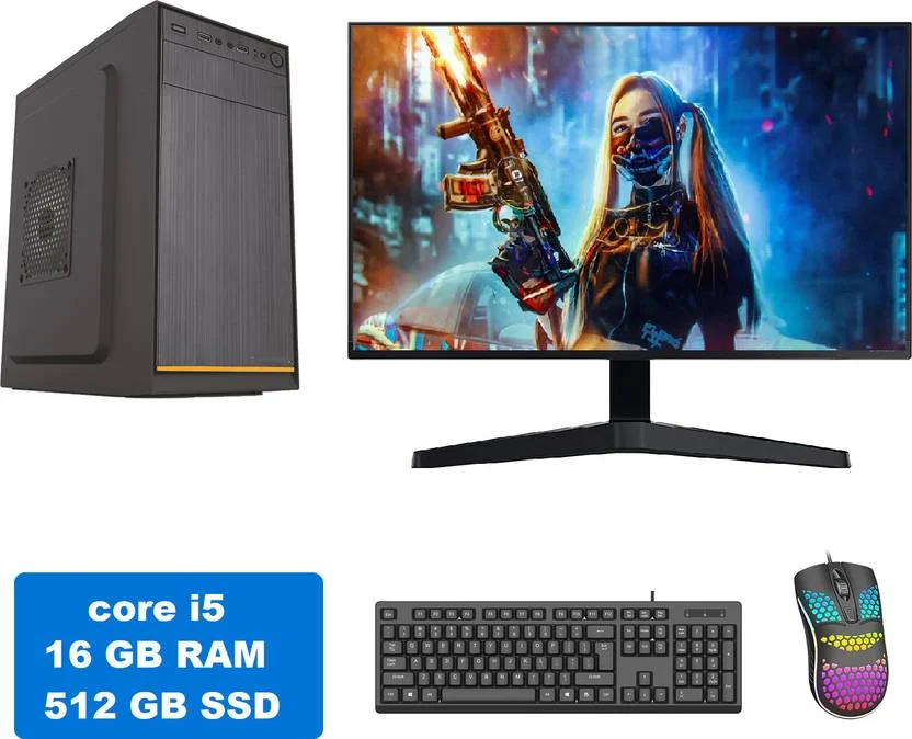DZAB Intel Core i5 (16 GB / 512 GB / Windows 11) Assembled Desktop Computer  (19 inch Display)
