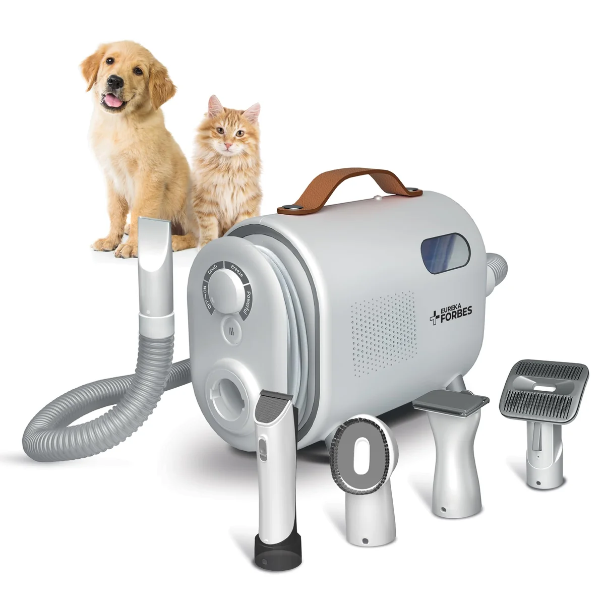 Eureka Forbes Buddy Pet Grooming Vacuum Kit with 5 Accessories for Dogs & Cats | Adjustable Suction | All-Weather Heater Mode | Multi-Stage Filtration | Easy Dust Disposal