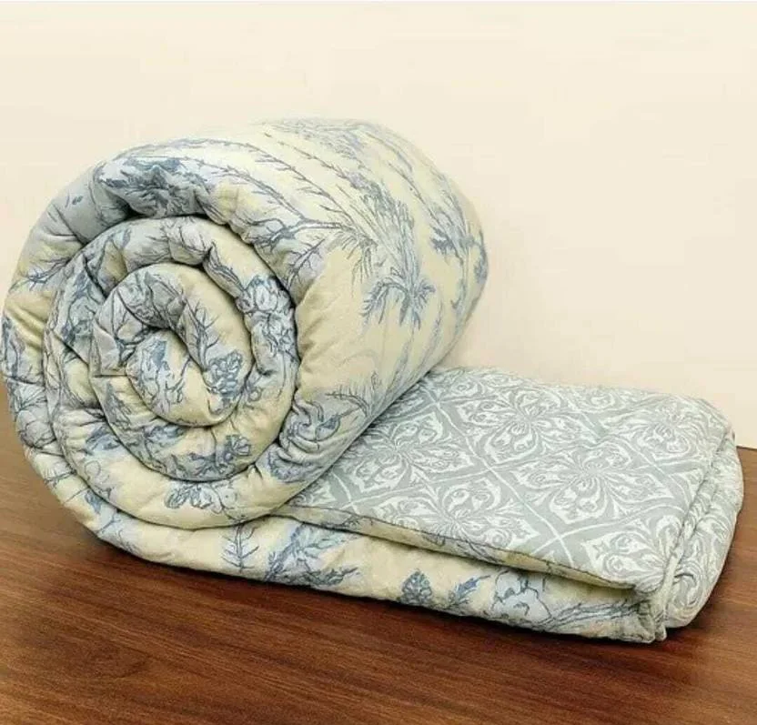 CLOVIS KRAFTS Printed King AC Blanket for  AC Room  (Cotton, BLUE FLOWER COMFORTER)