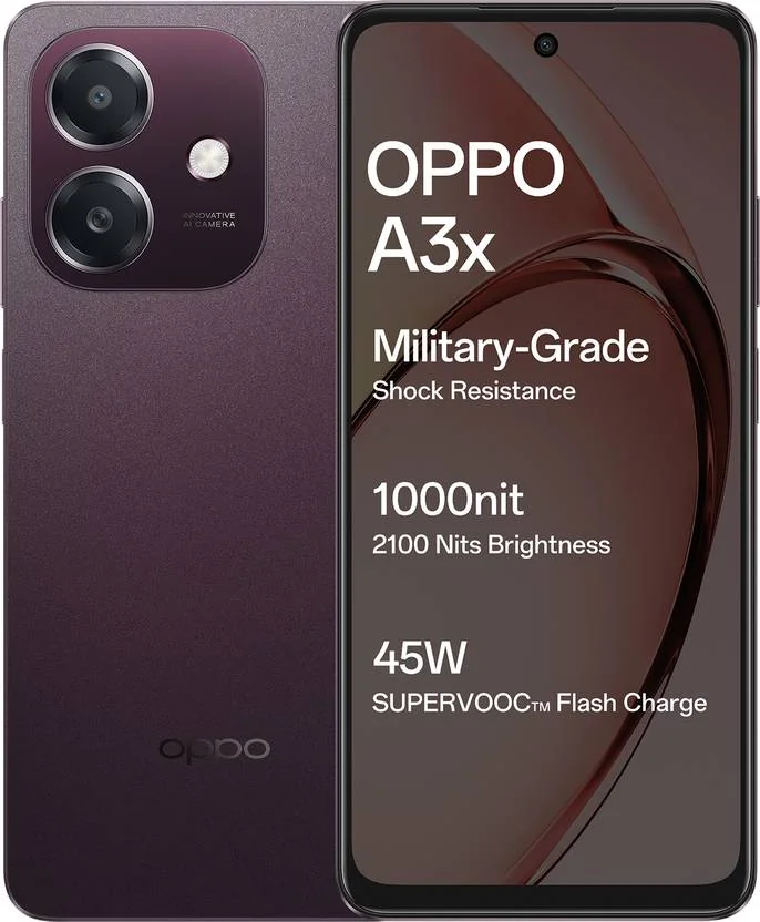 OPPO A3x (Nebula Red, 64 GB)  (4 GB RAM) - Best Price ₹11398 at Flipkart
