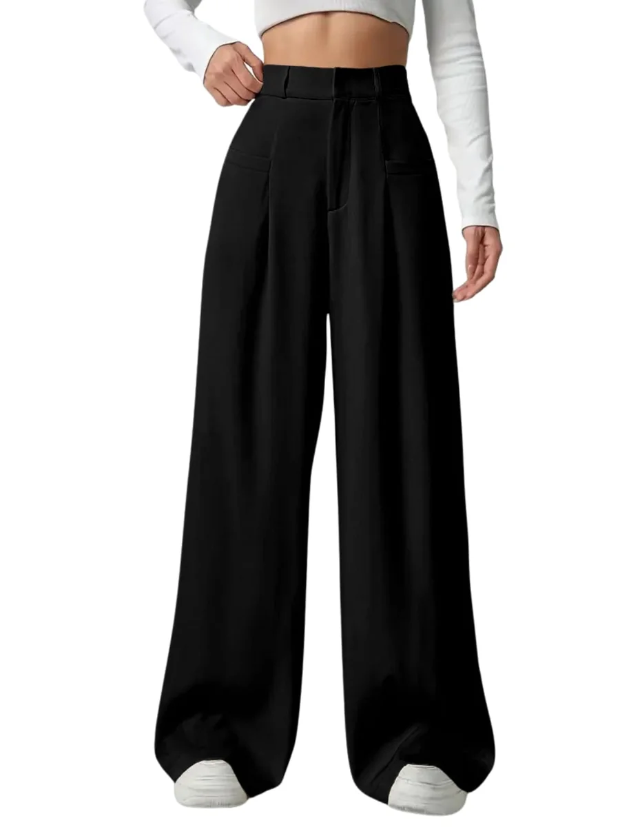 Trousers for Woman | Womens High Rise High Waist Flared Korean Style | Formal Pant for Women Office Wear| Track Pants for Womans Elegant for College & Events (Available in Plus Size)
