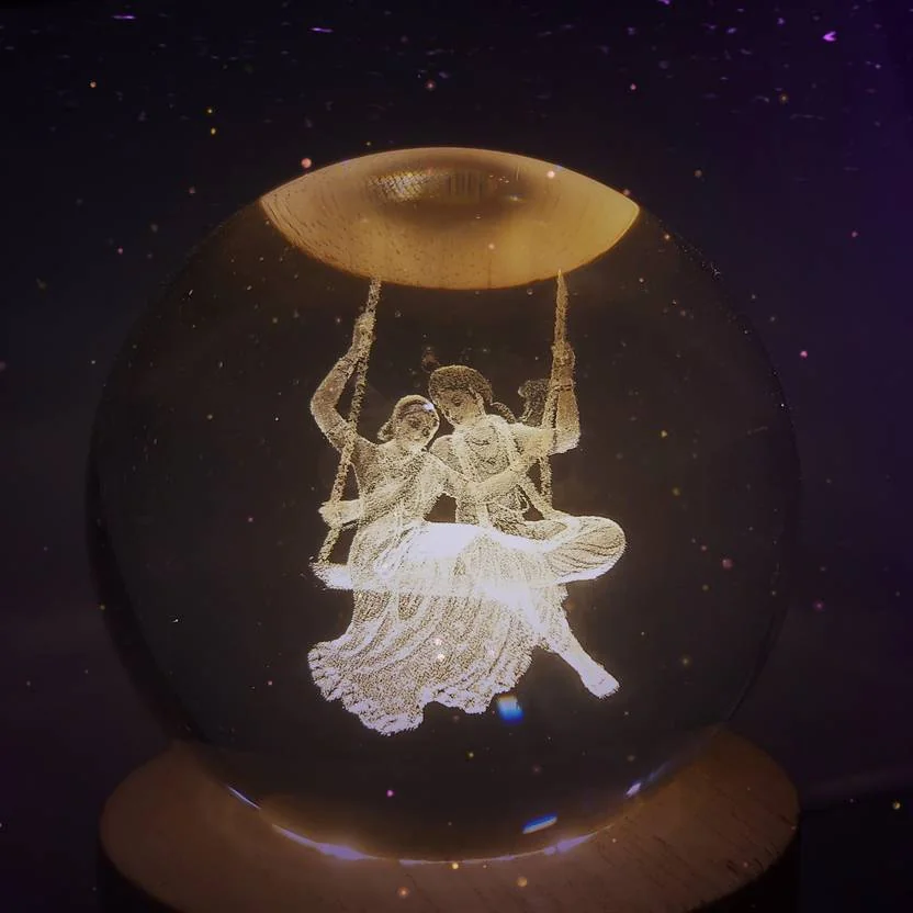 Lilone Crystal Ball Radha Krishna on Jula Night Lamp  (8 cm, Warm White) - Best Price ₹209 at Flipkart