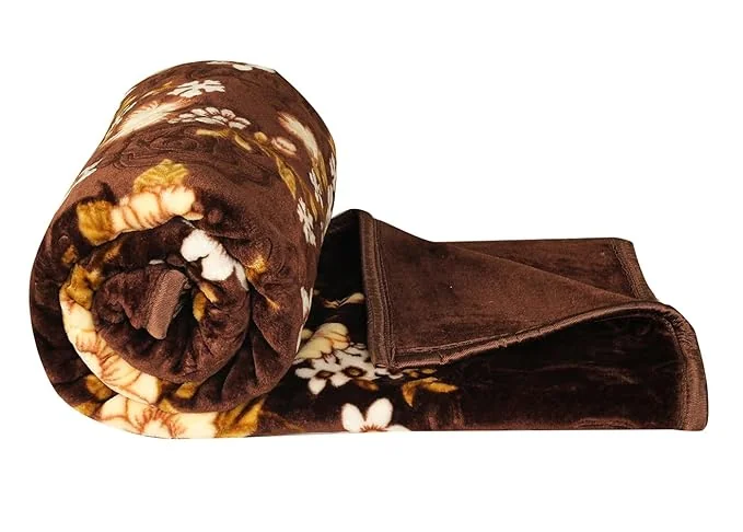 BSB HOME Super Soft Cloudy Printed Double Bed Blanket for Heavy Winter, Single Ply Mink Blanket King Size with 220 x 230 Cm – 2.5 Kg (Multicolour Dark Brown and Beige, Pack of 1) - Best Price ₹799 at Amazon