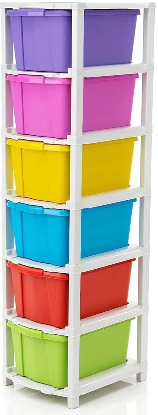 J K INTERNATIONAL 6 Compartments Plastic Modular Drawer
