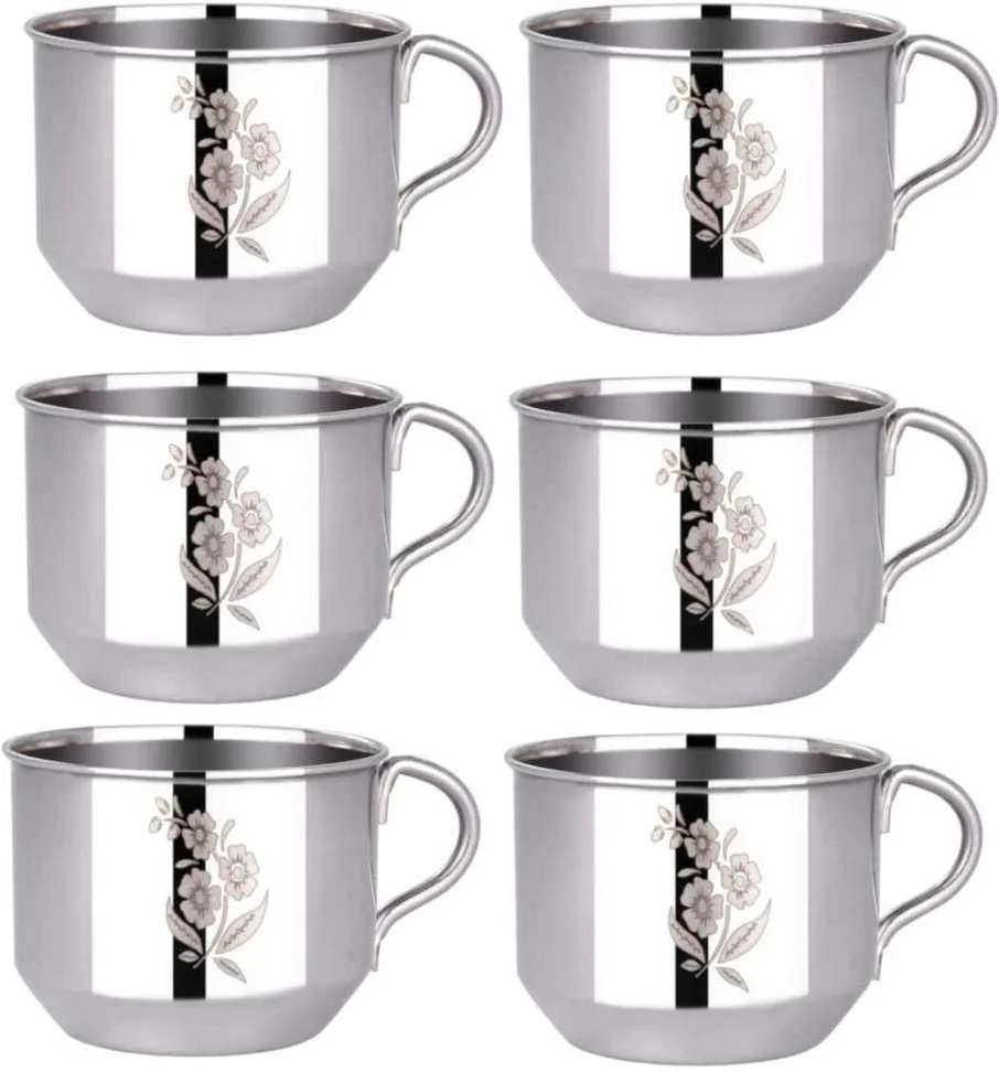 Tea Cups Pack of 6| Coffee Cups | Mini Cups Set of 6 | Chai ka Cup Stainless Steel Coffee Mug