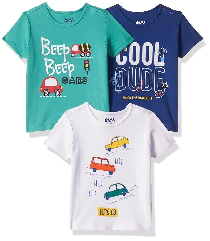 Amazon Brand - Jam & Honey Regular Fit Baby Boys and Girls 100% Cotton Printed Half Sleeves Unisex T-Shirt | Age 0-2 Years (Available in Pack of 3 and 5) - Best Price ₹549 at Amazon