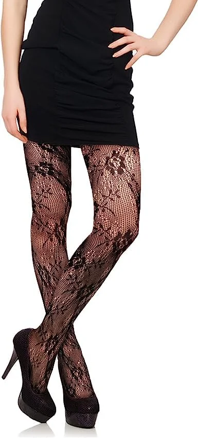 Womens Black Fishnets High Waist Fishnet Tights Stockings Sexy Mesh White Patterned Pantyhose Skull/Flower/Heart