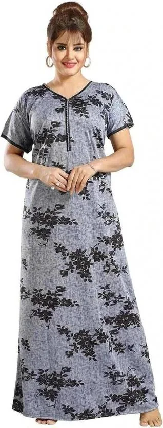 HR creation Women Nighty Mexi (Grey) - Best Price ₹274 at Flipkart