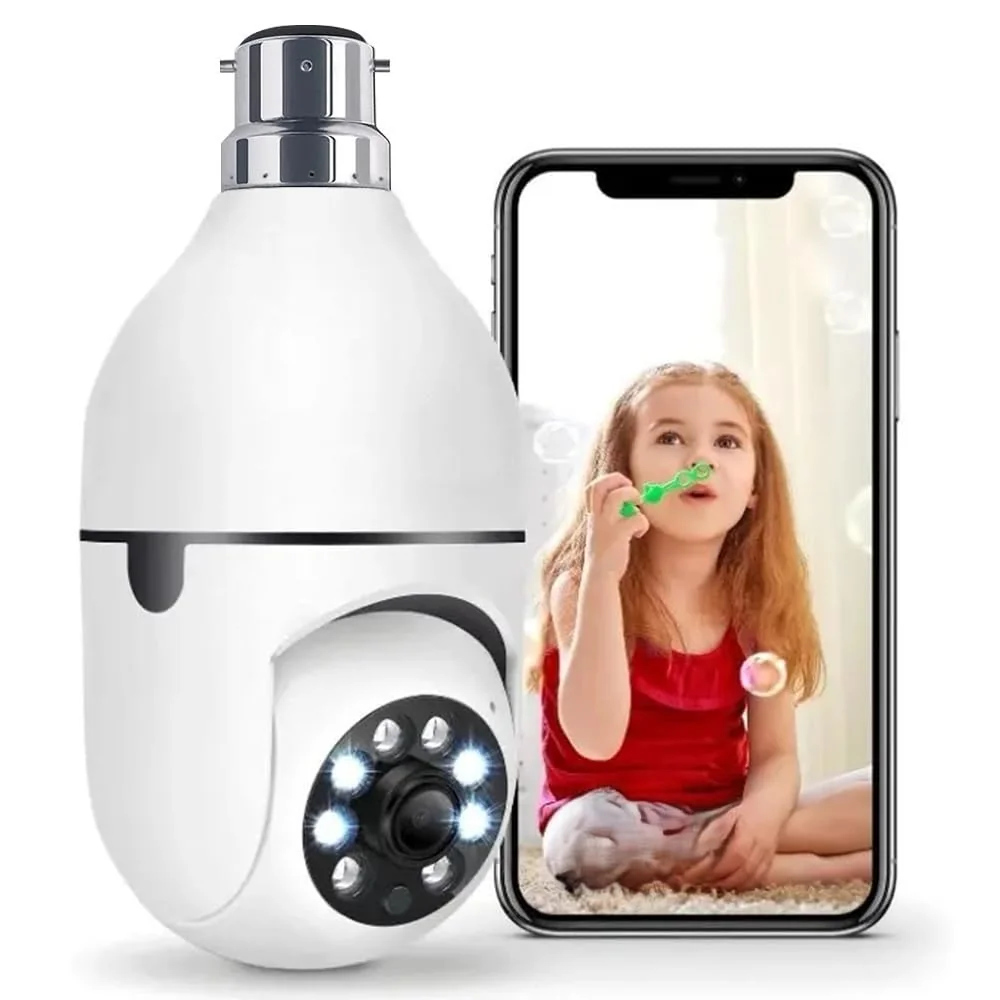 TP PLUS 3MP WiFi Light Bulb Security Camera | 360 Degree Pan Tilt Zoom | Night Vision | Two Way Talk | Wireless CCTV Bulb Camera | HD Video | Motion Detection with Mobile App Control (Light Camera)