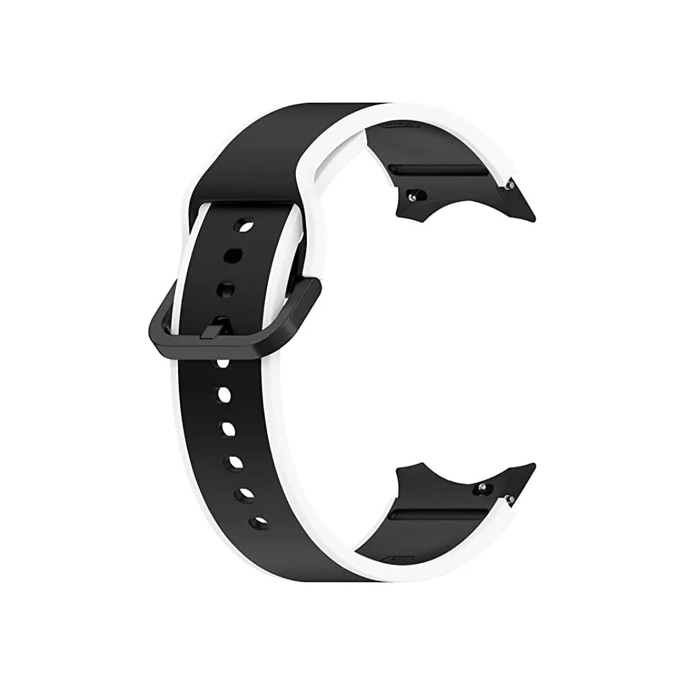 Prolet Silicone Strap for Samsung Galaxy Watch 4 5 6 & 5 Pro – 40mm 42mm 44mm 45mm – Soft Sport Band Replacement Wristband (Black and White)