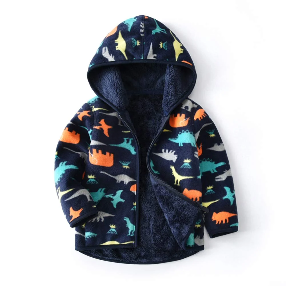 Toddler Polar Fleece Jacket Hooded Baby Boys Girls Autumn Winter Long Sleeve Thick Warm Outerwear