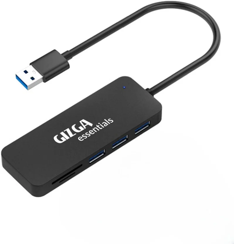 Gizga Essentials 5-in-1 USB Hub with Card Reader, 3 USB...