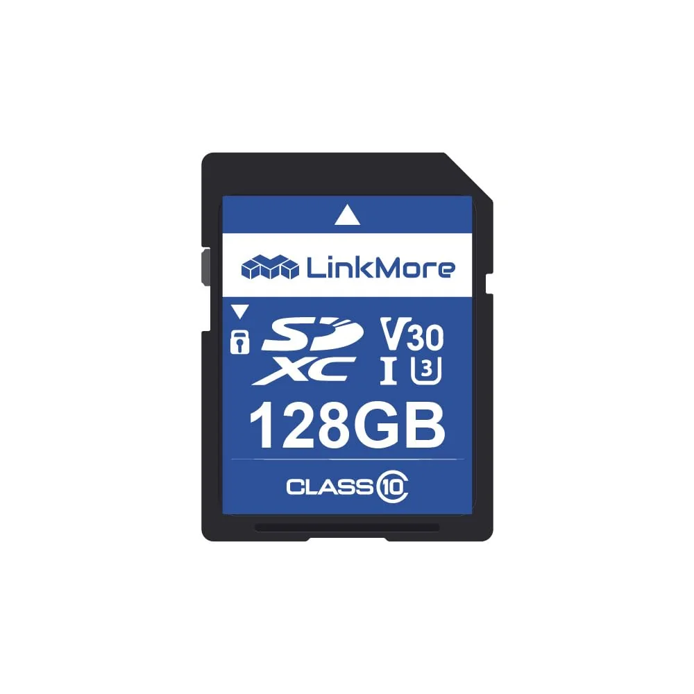 LinkMore SD Card 128GB Compatible with Camera, PC, UHS-I, U3, V30, Class 10, Read Speed Up to 95 MB/s, Write Speed Up to 65MB/s