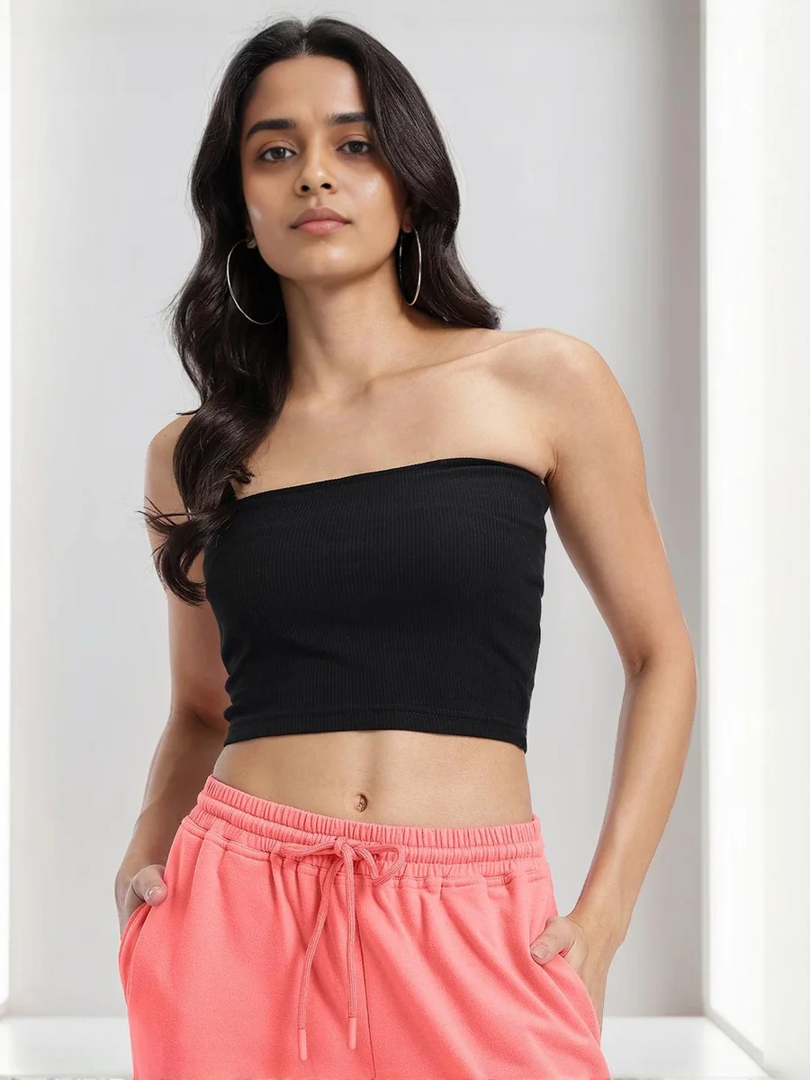 Moda Rapido Women Black Casual Solid Crop Tube Top - Best Price ₹158 at Myntra