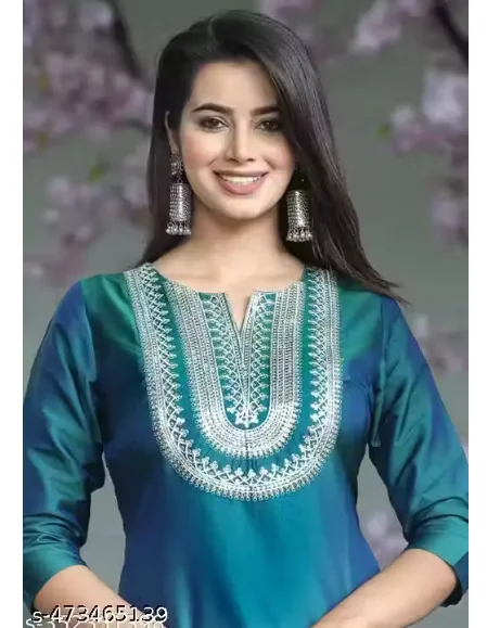 Straight Embroidered Kurta For Women And Girls