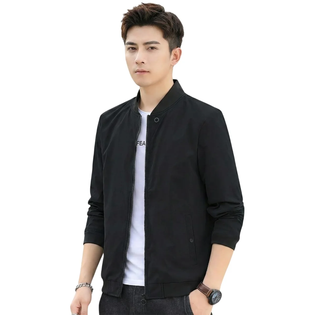 Men's Bomber Jacket | Fancy Collar|| Lightweight Casual Zip-Up Jacket | Stylish Slim Fit Outerwear for All Seasons