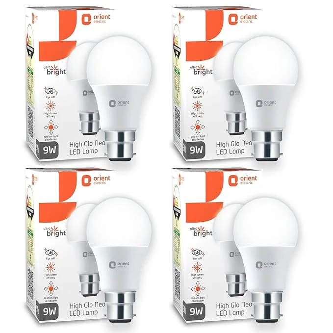 Orient Electric Polycarbonate High Glo Led Lamp 9W, (Warm White, 3000K, B22 - Pack Of 4) - Best Price ₹173 at Amazon