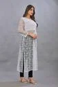 PRAVISHRI TRENDS Women Floral Print Net A-line Kurta  (White)