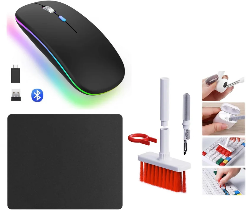 FKU 2.4GHz Wireless+Bluetooth Rechargeable Mouse with M...