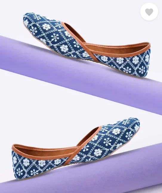 Stepster Stepster Ethnic Comfortable Chikem Work Jutti For Women Jutis For Women  (Blue , 7) - Best Price ₹165 at Flipkart