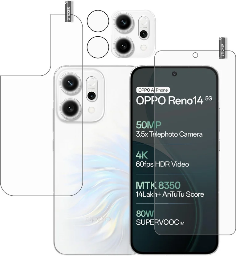 BOMGUARD Front and Back Tempered Glass for OPPO RENO 14...