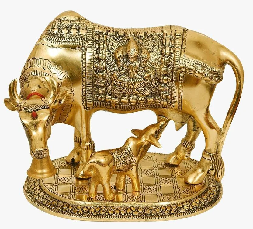 sanskaari Craft Metal small gold polish Kamdhenu Cow Decorative Showpiec Decorative Showpiece  -  7 cm  (Metal, Gold) - Best Price ₹190 at Flipkart