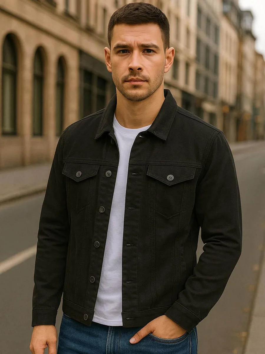 Men Spread Collar Solid Denim Jacket - Best Price ₹599 at Myntra