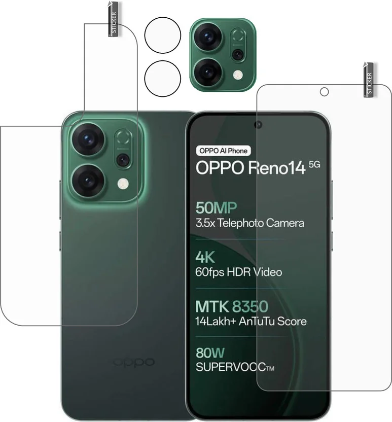BOMGUARD Front and Back Tempered Glass for oppo reno 14...