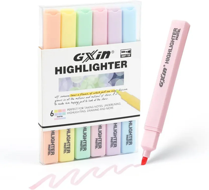 GXIN Pastel Highlighter Pen | Aesthetic Highlighter Mar...