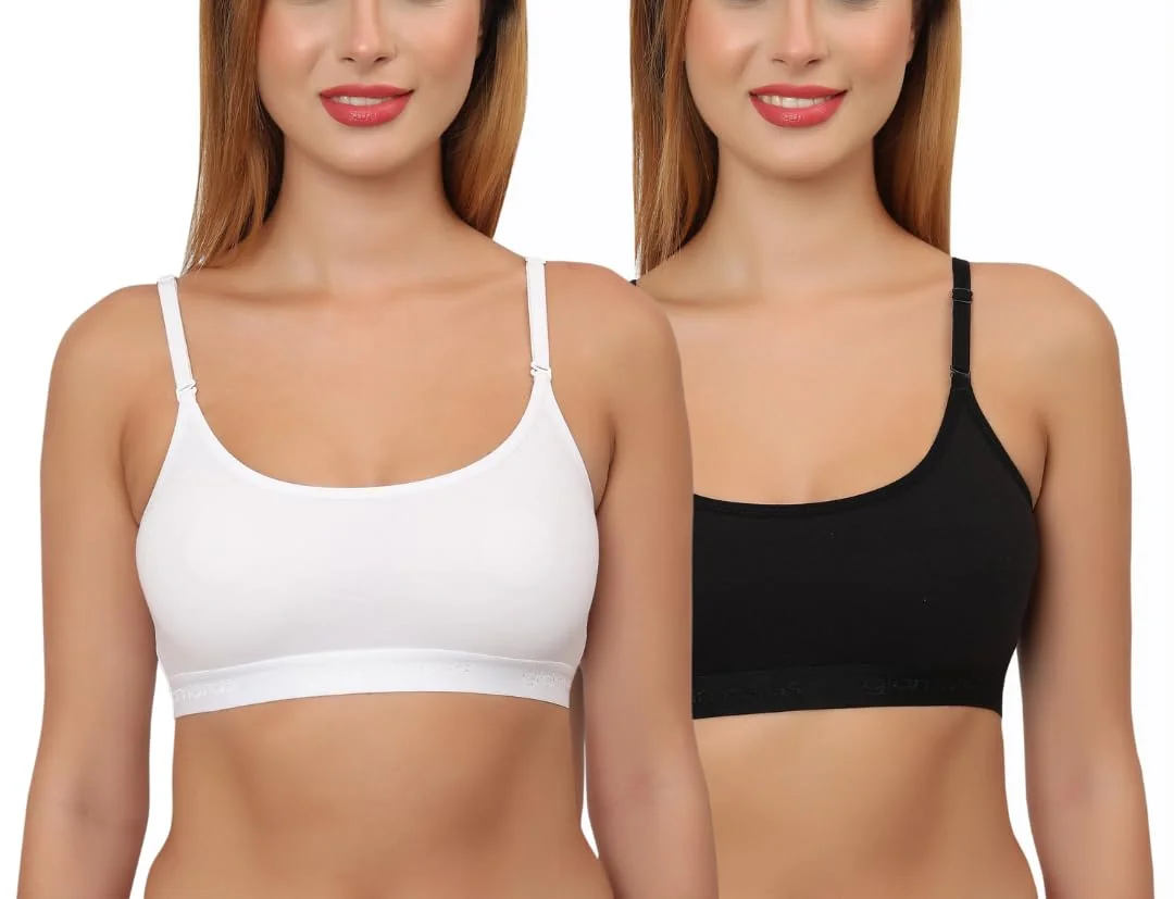 Women & Girls Poly Cotton Non Padded Wire Free Full Coverage Beginners Bra, Teenager Bra with Adjustable Straps, Size: 30-40