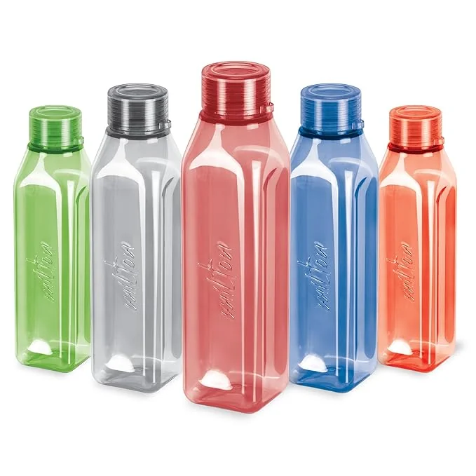 MILTON Prime Pack of 5 Water Bottles, 1 Litre Each I BPA Free I Food Grade Fridge Bottle Set I Leak Proof Bottles for Travel, Work, Assorted - Best Price ₹428 at Amazon