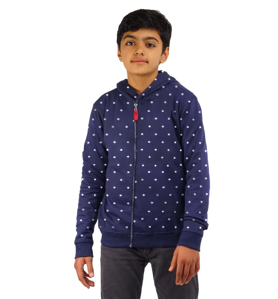 Clotth Theory Boy's Fleece Solid Color Blocked Hooded Sweatshirt Jacket