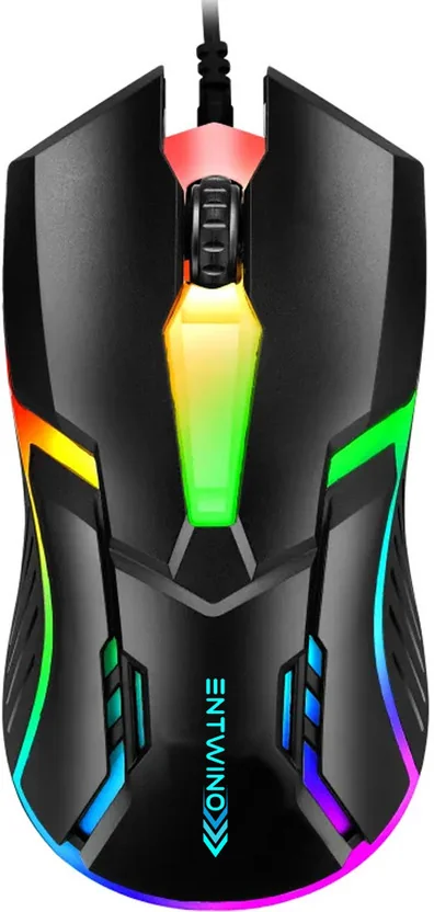 ENTWINO Wired Gaming Mouse, RGB Lights, Braided Wire, L...